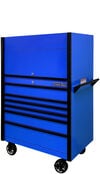 Extreme Tools DX Series 41 Inch W x 25 Inch D Extreme Power Workstation Hutch and 6 Drawer Roller Cabinet Blue with Black Handles and Trim, small image number 2