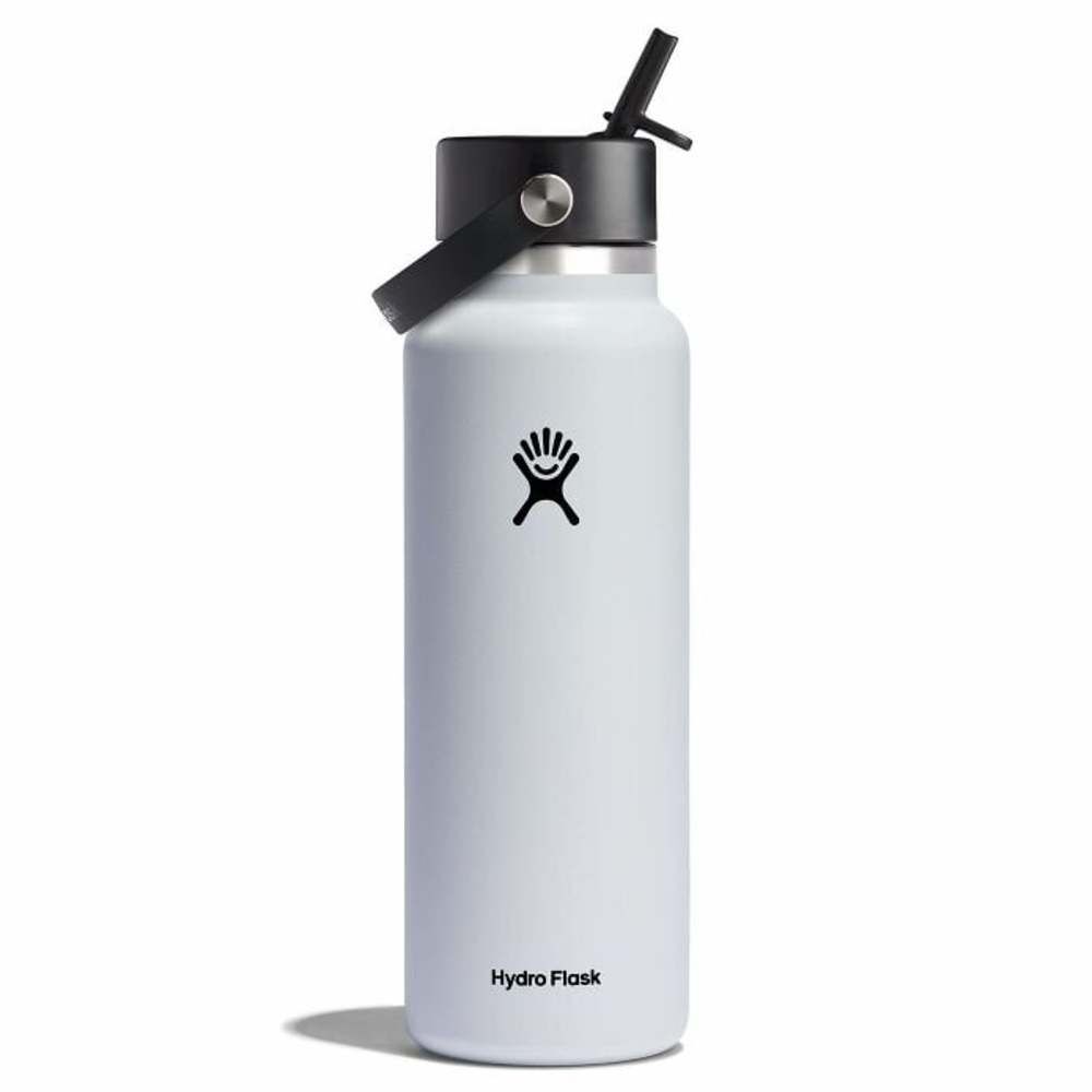 Hydroflask 40 Oz White Insulated Wide Mouth Water Bottle with Flex Straw Cap – W40BTS110