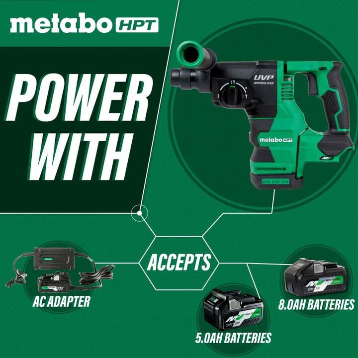 Metabo HPT 36V MultiVolt 1-1/8 Inch SDS PLUS Rotary Hammer with UVP (Bare Tool), large image number 2