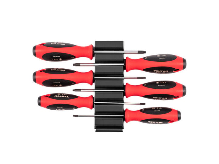 Tekton Torx Screwdriver Set with Organizer - 4 Inch Shanks 6 Piece T10 - T30