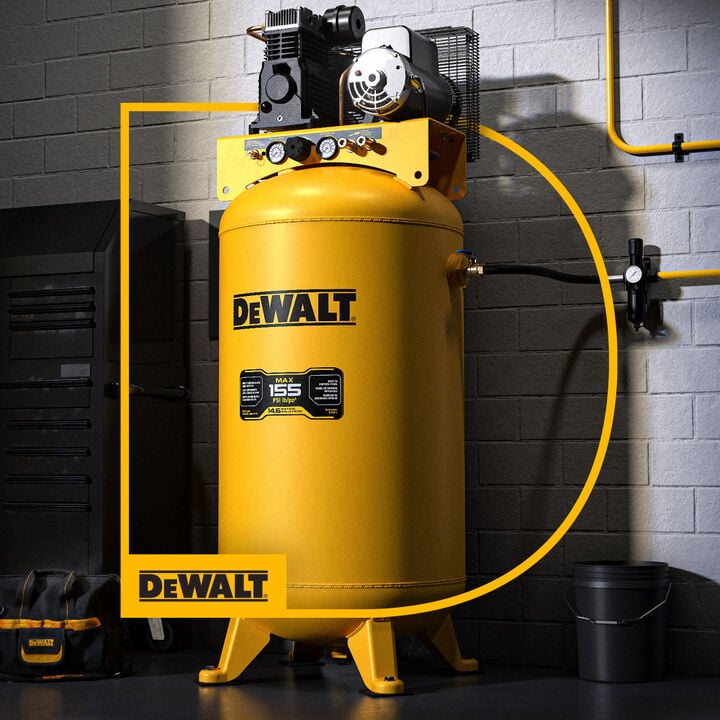 DEWALT 80-Gallon High-Flow 5 HP 155 PSI Cast Iron Oil-Lubricated Belt Drive Stationary Air Compressor, large image number 13