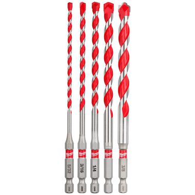 Milwaukee 5 pc SHOCKWAVE Carbide Hammer Drill Bit Kit