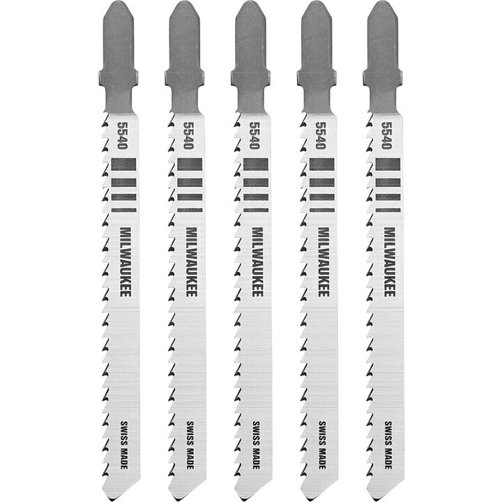 Milwaukee 4in 10TPI T-Shank Wood High Carbon Steel Jigsaw Blades 5pk