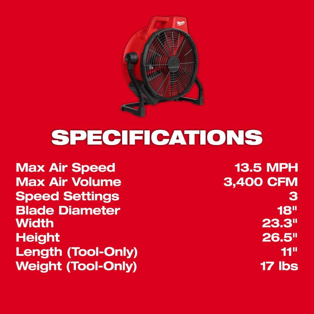 Milwaukee M18 Brushless 18in Fan (Bare Tool), large image number 3