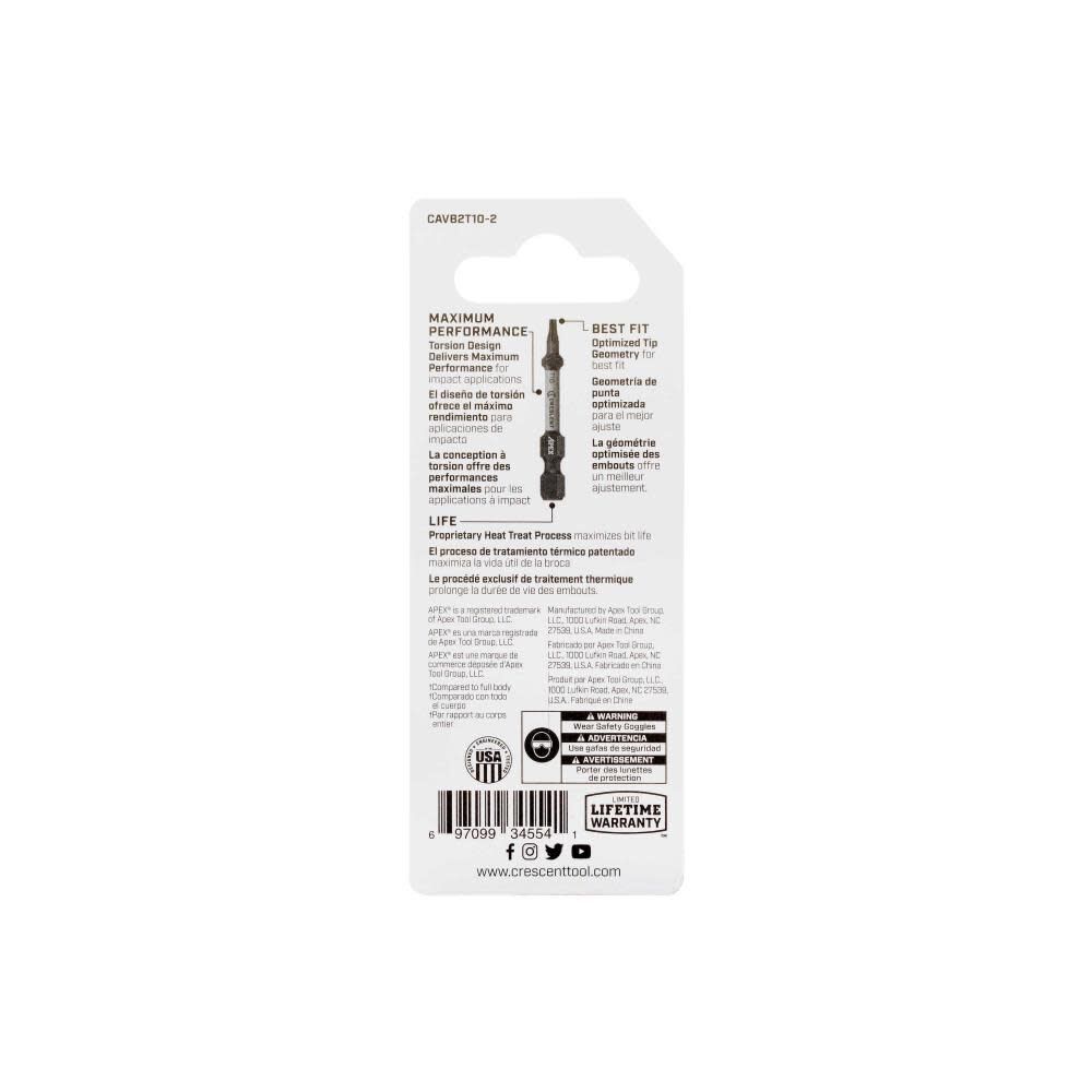 Crescent APEX Torx Vortex Impact Power Bit T10 x 2in, large image number 3