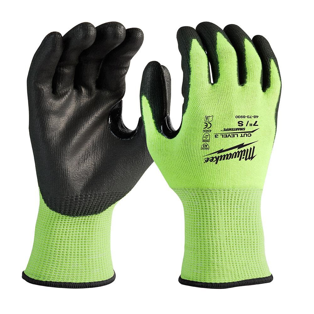Milwaukee Cut Level 3 Gloves Hi Vis Polyurethane Dipped, large image number 1
