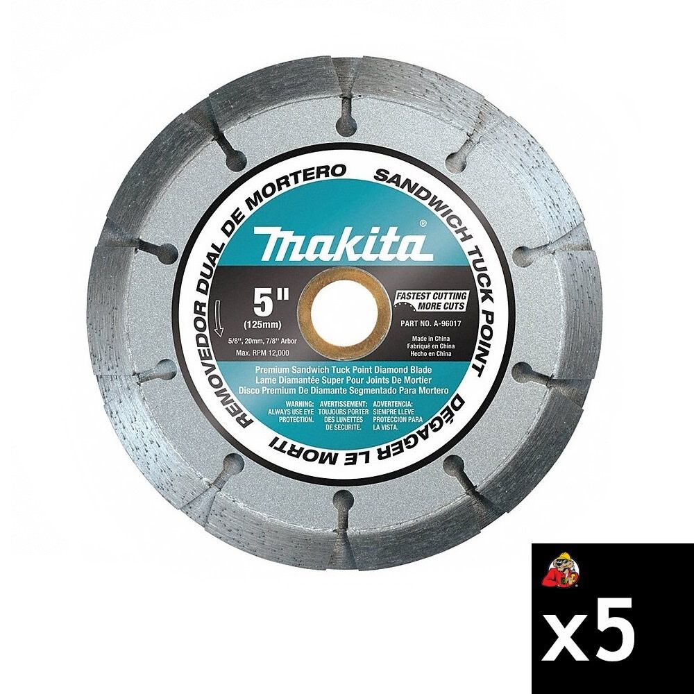 Makita 5 Inch Dual Sandwich Diamond Tuck Point Blade Bundle, 5 Pieces, large image number 1