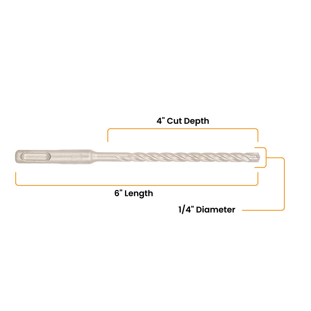 Spyder 1/4 Inch x 6 Inch SDS-Plus 4-Cutter Carbide-Tip Rotary Hammer Drill Bit, large image number 7