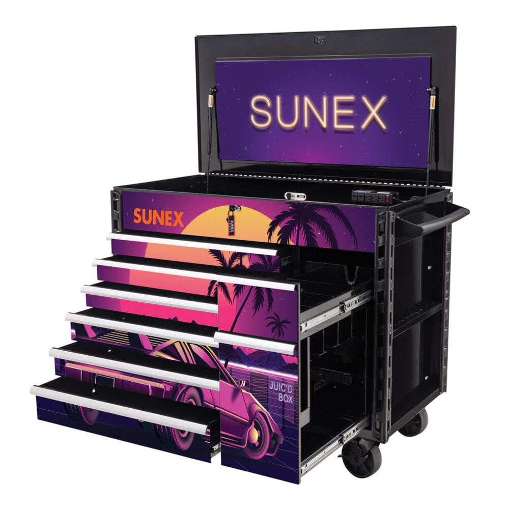 Sunex JUIC'D BOX 50 Inch 7 Drawer Powered Rolling Tool Cart with RETRO Design, large image number 4