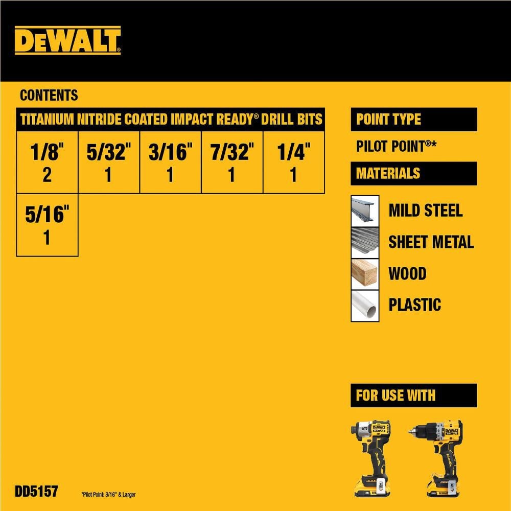 DEWALT Impact Ready Titanium Nitride Coating Drill Set 7pc, large image number 2