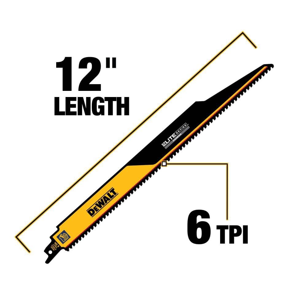 DEWALT ELITE SERIES Reciprocating Saw Blade 1pk Carbide Tipped 12in 6 TPI Demolition, large image number 5