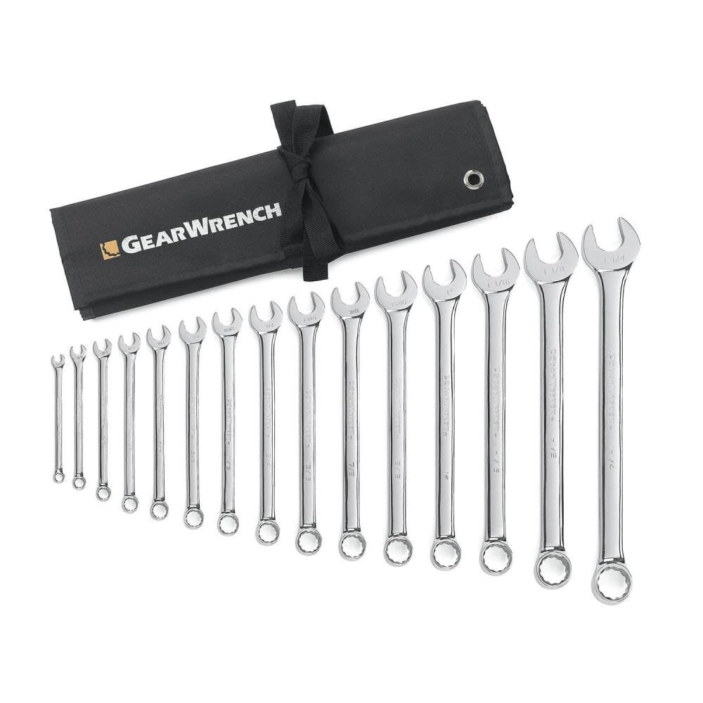 CRAFTSMAN HAND TOOLS 15pc FULL POLISH Long Beam SAE Combination Wrench Set 