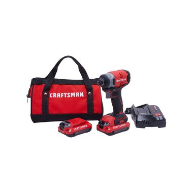 CRAFTSMAN V20* Cordless Brushless 1/4 Inch Impact Driver 2 Battery Kit