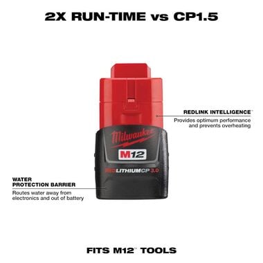 Milwaukee M12 REDLITHIUM 3.0Ah Compact Battery Pack, large image number 1