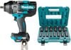 Makita 40V Max XGT Brushless Cordless 4 Speed High Torque 1/2 Inch Square Drive Impact Wrench (Bare Tool) & 14pc  Deep Impact Socket Set Bundle, small image number 1