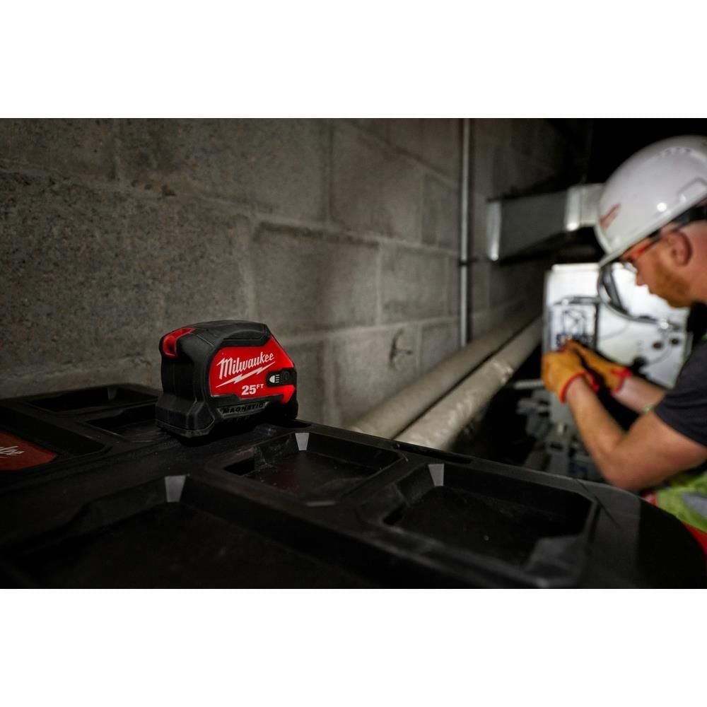 Milwaukee 25ft Wide Blade Magnetic Tape Measure with 100L Light, large image number 6