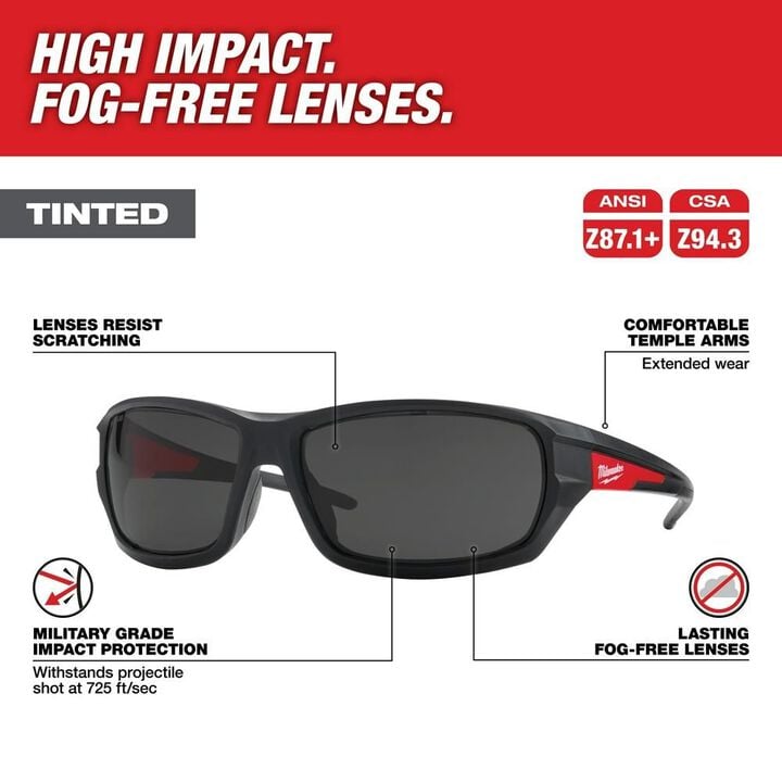 Milwaukee Tinted High Performance Safety Glasses, large image number 1