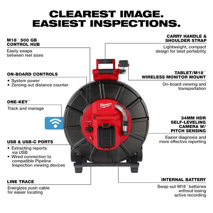 Milwaukee M18 325 Ft. Stiff Modular Pipeline Inspection System Kit, large image number 3