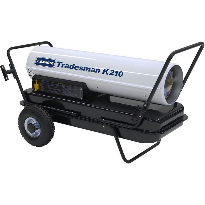 LB White Tradesman Forced Air Open Flame Multi fuel 210K BTU heater