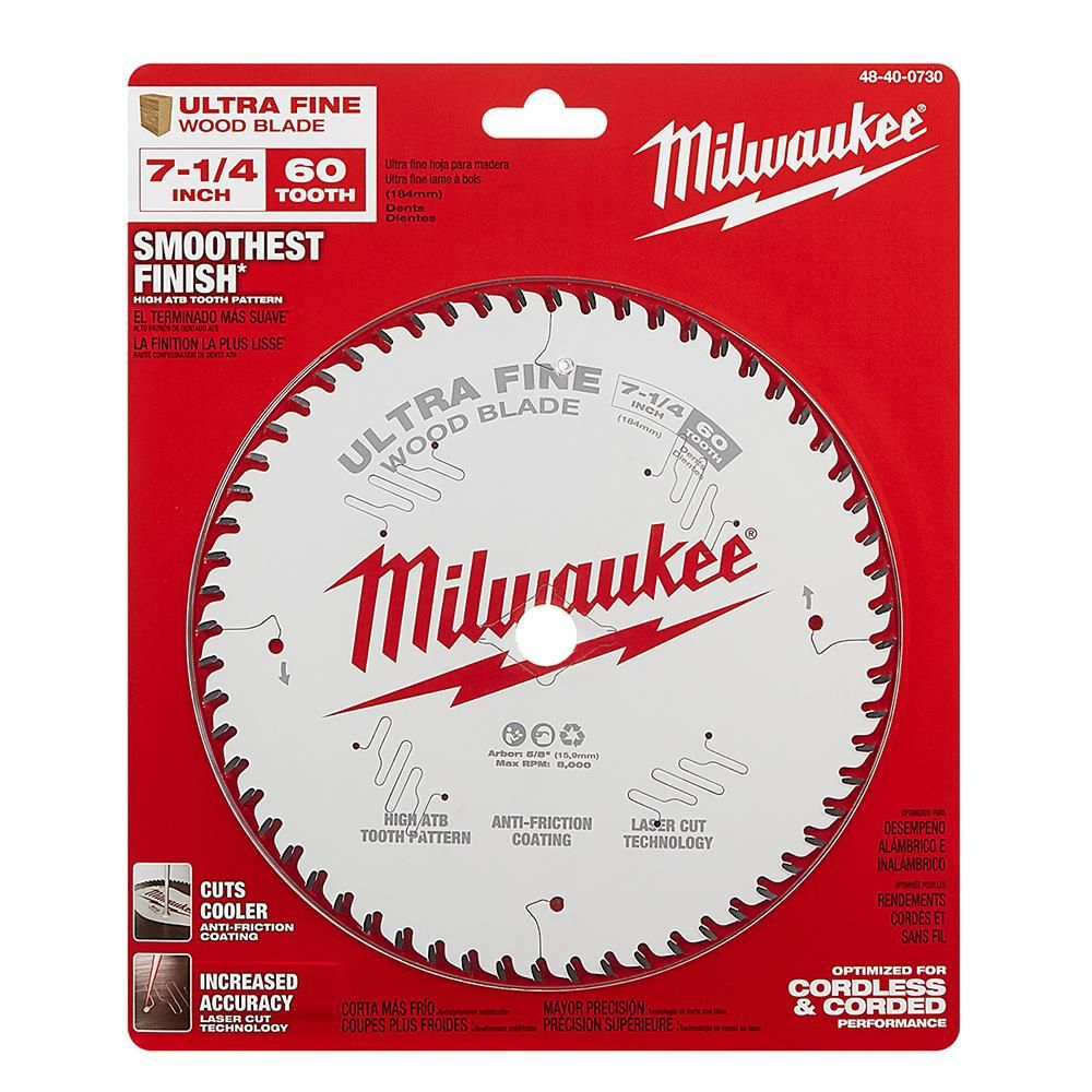 Milwaukee 7-1/4 in. 60T Ultra Fine Finish Circular Saw Blade, large image number 6