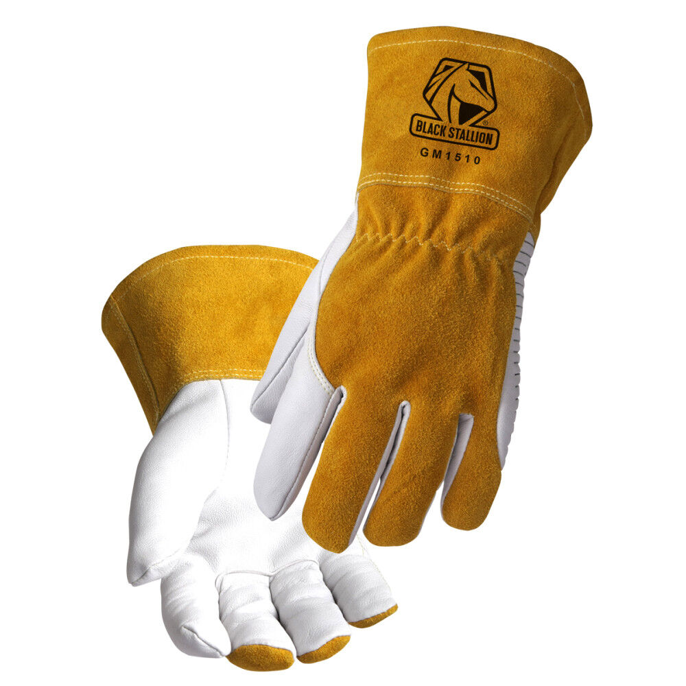 Black Stallion Premium Goatskin MIG Glove with DragPatch White and Tan Size 2XL – GM1510-WT-2XL