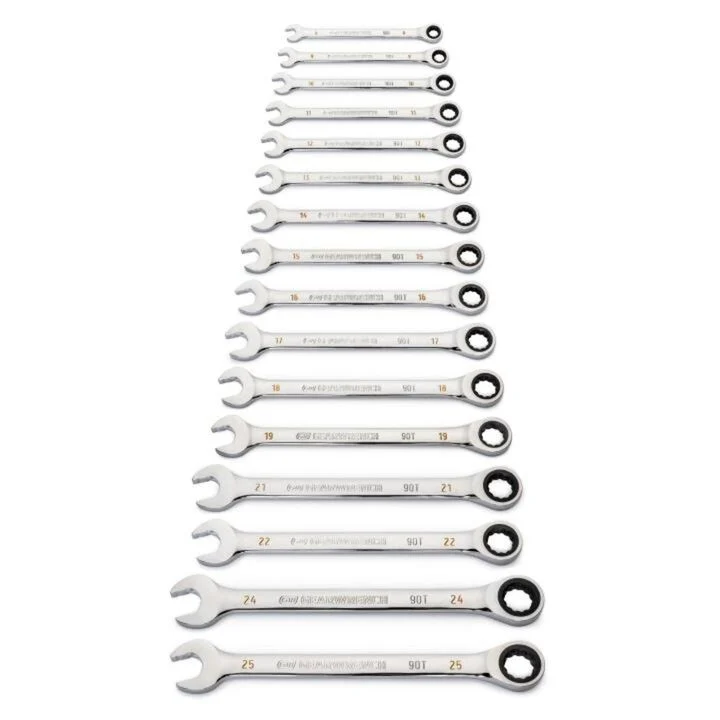 GEARWRENCH 16 Pc 90T 12 Point Metric Combination Ratcheting Wrench Set