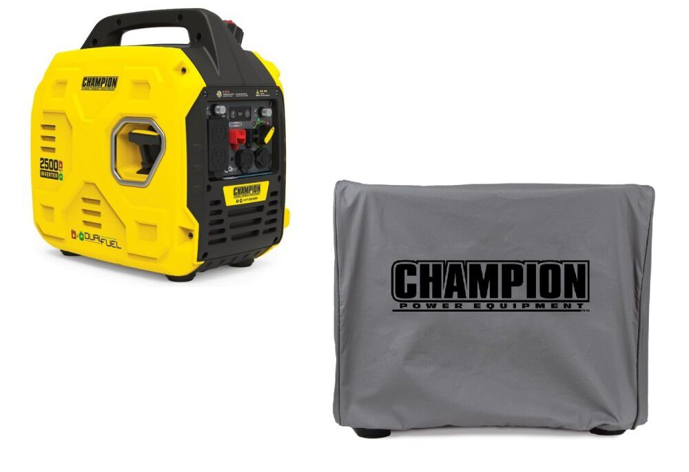 Champion Power Equipment 2500 Watt Dual Fuel 50-State Portable Inverter Generator with Weather-Resistant Storage Cover Bundle, large image number 1