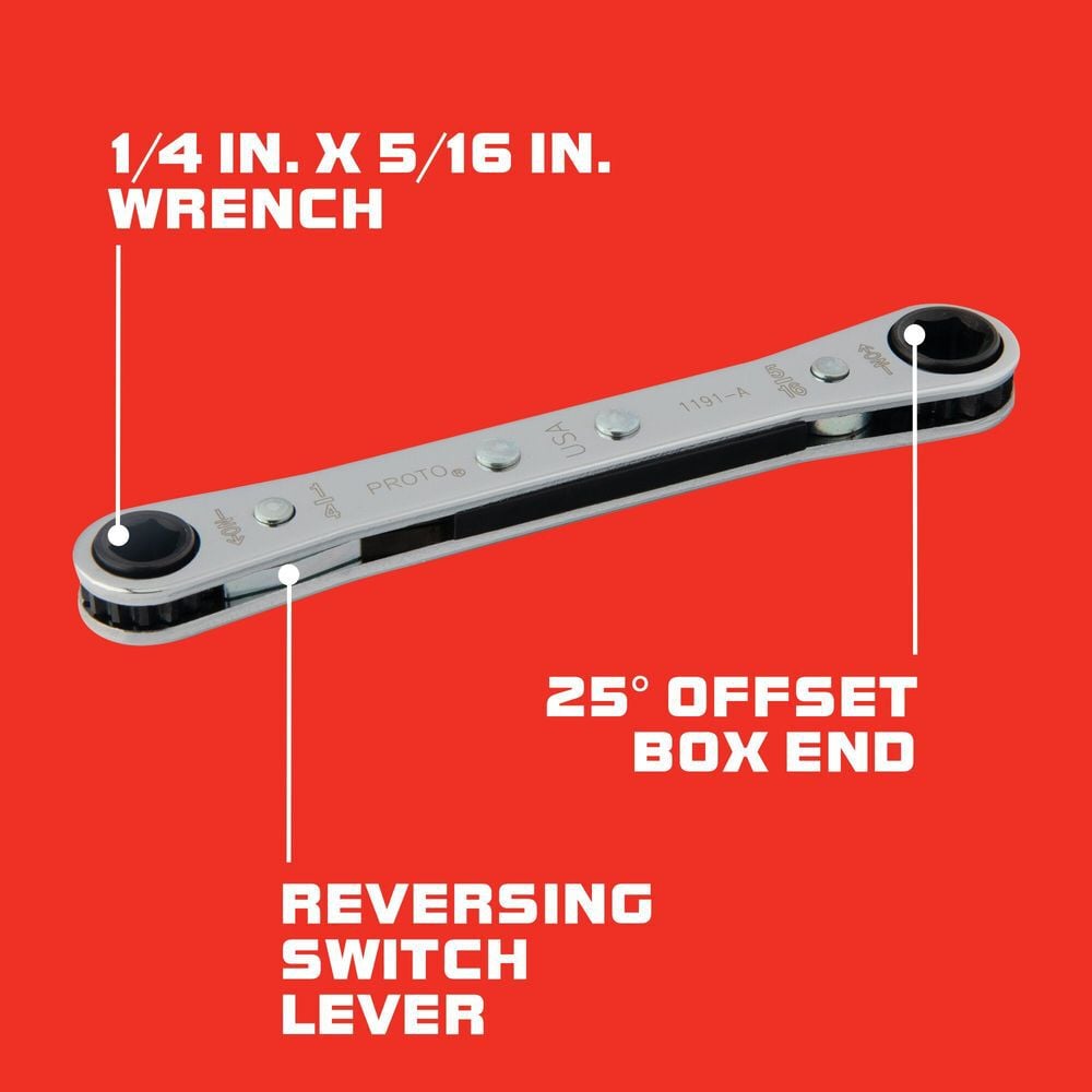 Proto 6 Point Ratcheting Wrench Box End 1/4 Inch x 5/16 Inch, large image number 2