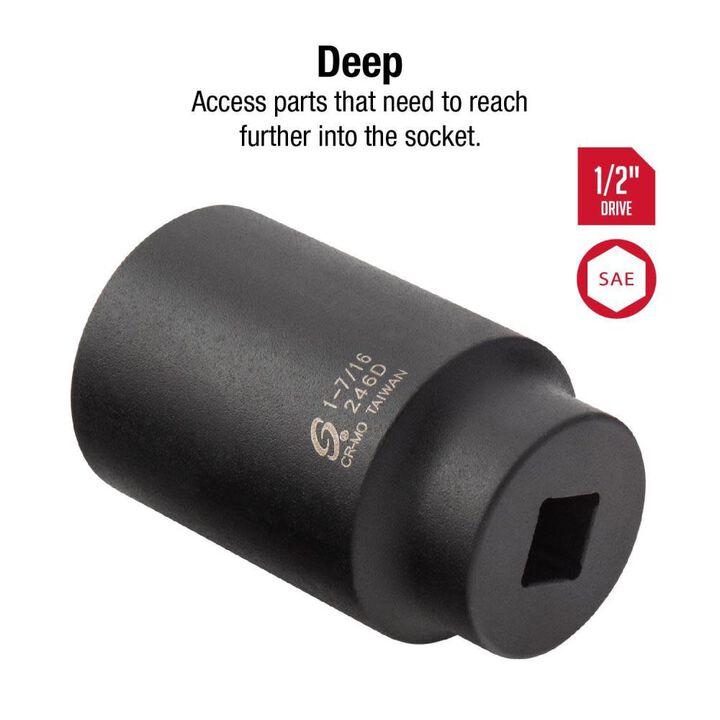 Sunex 1-7/16 In. 1/2 In. Drive Deep Impact Socket, large image number 1