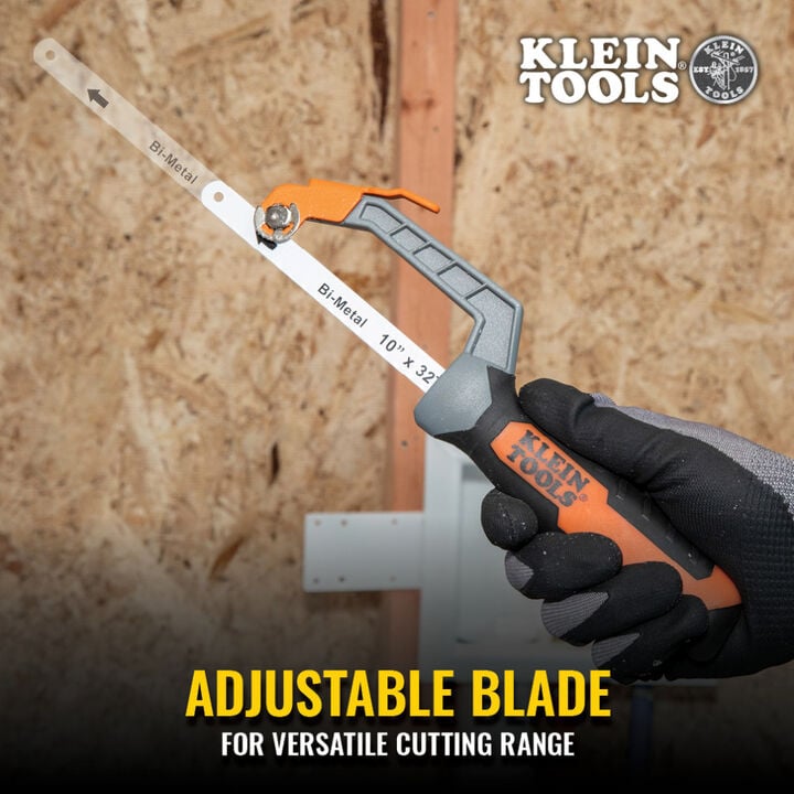 Klein Tools 10 Inch 32 TPI Bi-Metal Compact Finish-Cut Hacksaw, large image number 6