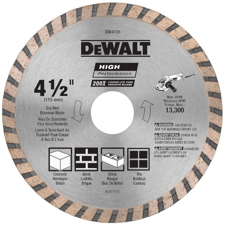 DEWALT HP4 1/2 Inch Turbo Rim Diamond Blade for Stone and Masonry