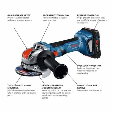 Bosch 18V X-LOCK 4 1/2in Angle Grinder Kit, large image number 11