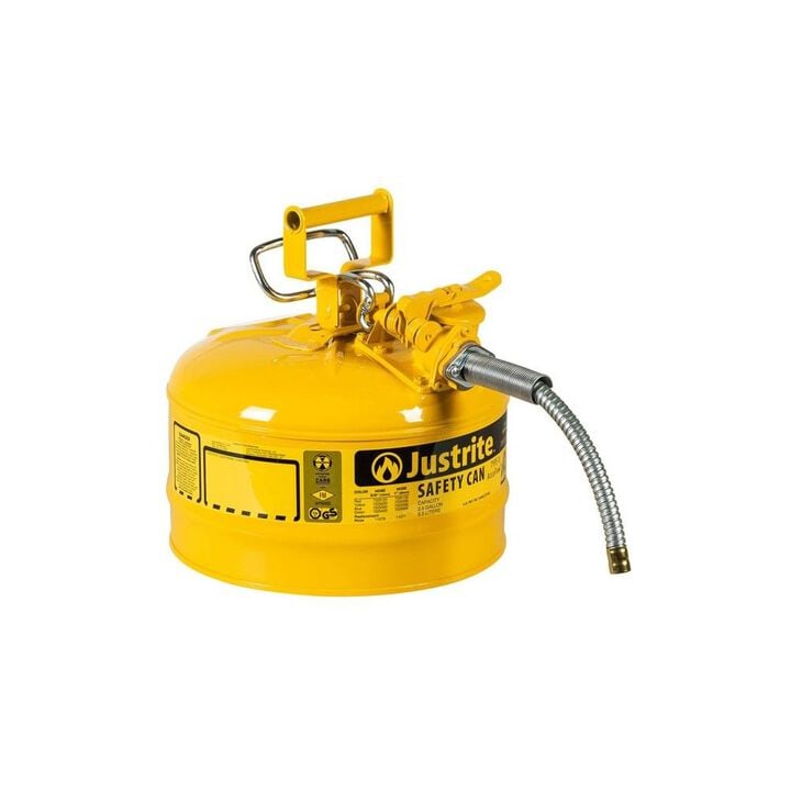 Justrite 2.5 Gal Steel Safety Yellow Diesel Fuel Can Type II, large image number 0