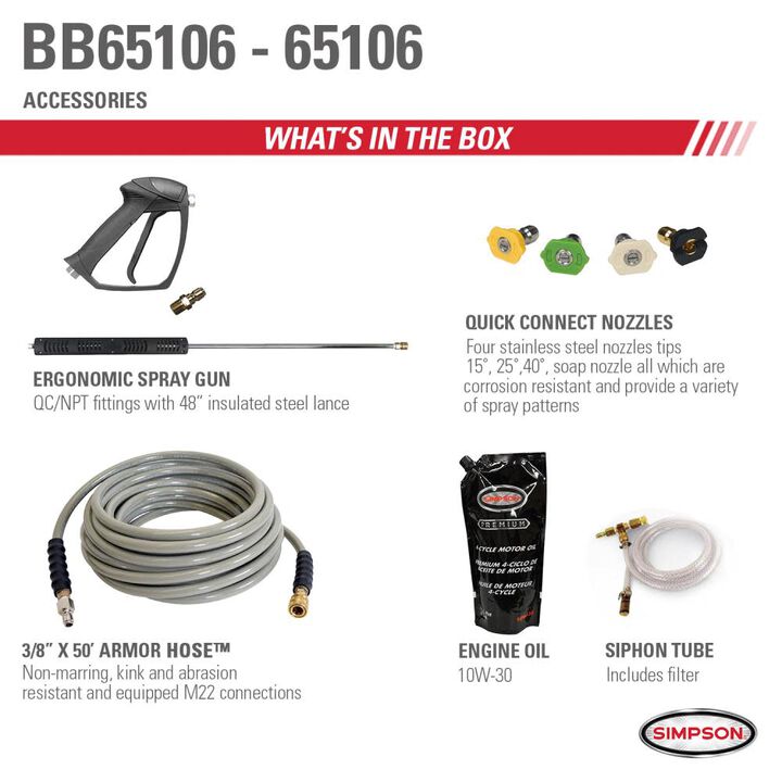 Simpson Big Brute 4000 PSI 4.0 GPM Gas Powered Hot Water Professional Pressure Washer with 4 Spray Tips, large image number 4