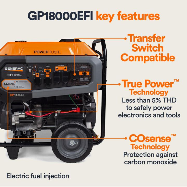 Generac GP Series 22,500 Watt Gas Powered 50-State Portable Generator with COsense Technology, large image number 6