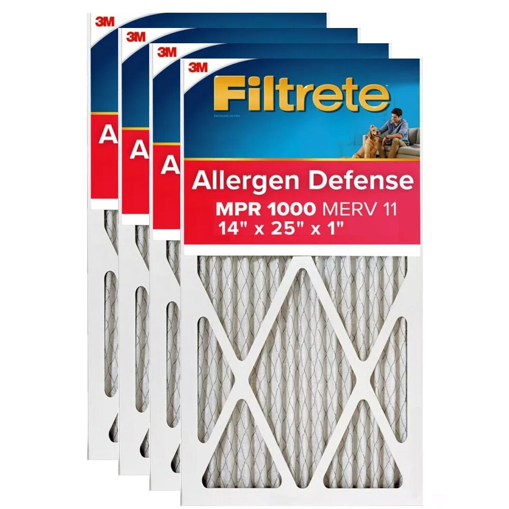 3M 14 Inch x 25 Inch 1000 MPR MERV 11 Allergen Air Filter – 4 Pack – 49092-4 Pack