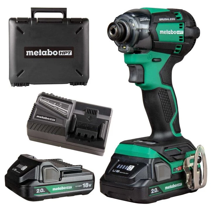 Metabo HPT 18V Cordless Triple Hammer Impact Driver 2Ah Batteries Kit
