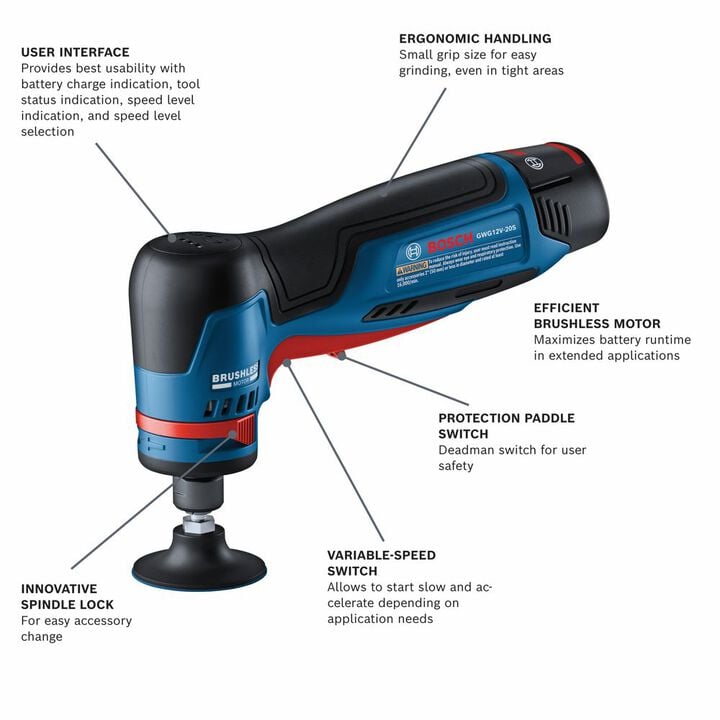 Bosch 12V Max Brushless 1/4 Inch Right Angle Die Grinder Kit with 3 Ah Battery 2pk, large image number 1