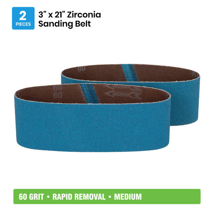 Spyder 3 x 21 Inch Sanding Belt, 60 Grit Zirconia, Metal, Wood, 2 Pieces, large image number 6