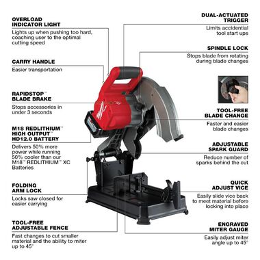 Milwaukee M18 FUEL Abrasive Chop Saw Kit 14inch, large image number 6