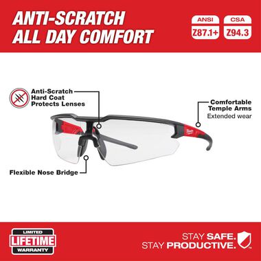 Milwaukee Safety Glasses - Clear Anti-Scratch Lenses, large image number 1