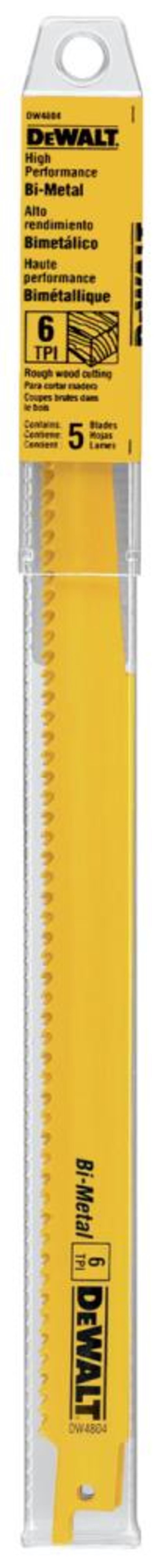 DEWALT 12-in 6TPI Wood Cut Recip Blade 5-Pack, large image number 2