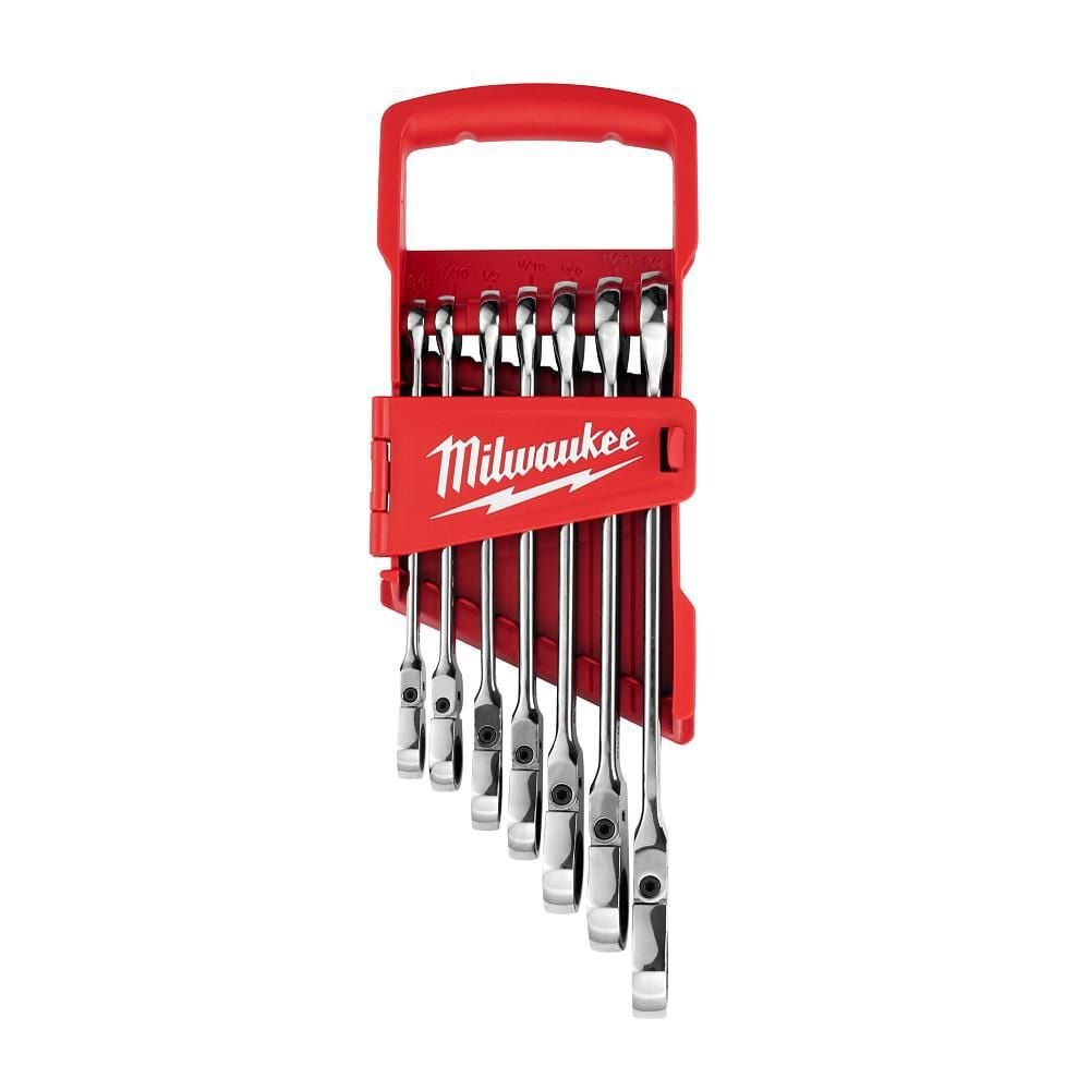 Milwaukee Combination Wrench Set SAE Flex Head Ratcheting 7pc - 48-22-9429
