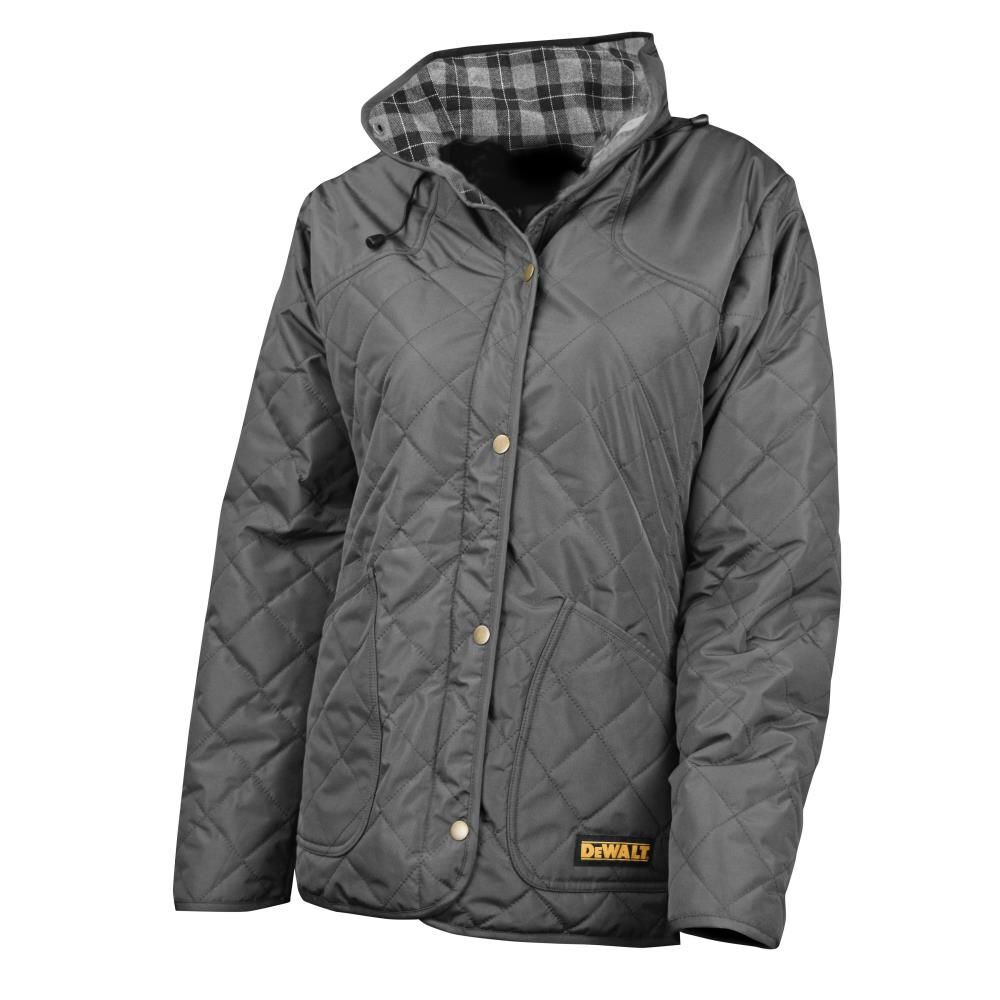 DEWALT Womens Flannel Lined Quilted Heated Jacket Kit Charcoal Size Medium - DCHJ084CD1-M