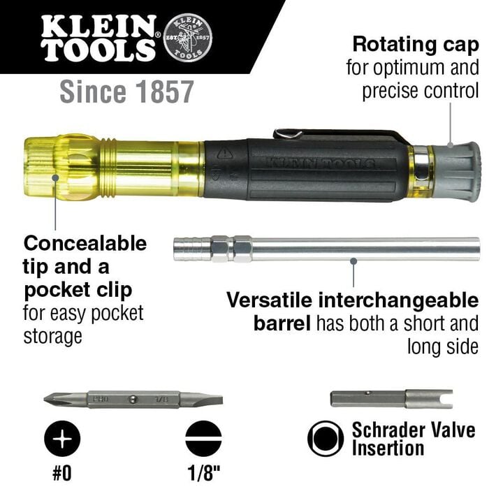 Klein Tools HVAC Pocket Screwdriver 3-in-1, large image number 1