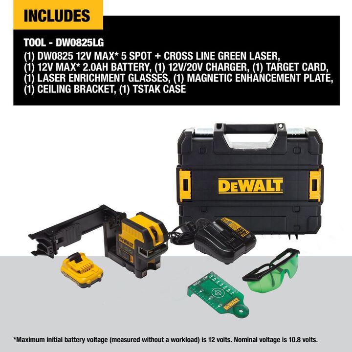 DEWALT 12 V 5 Spot + Cross Line Green Laser, large image number 1