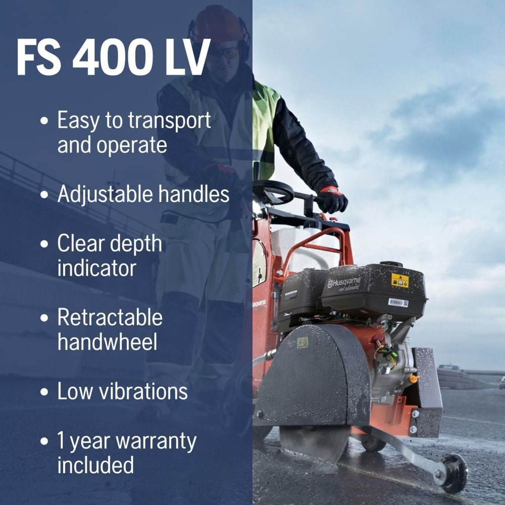 Husqvarna Construction FS400 11.7 HP 20 Inch Gas Walk-Behind Concrete Saw Body Only, large image number 4