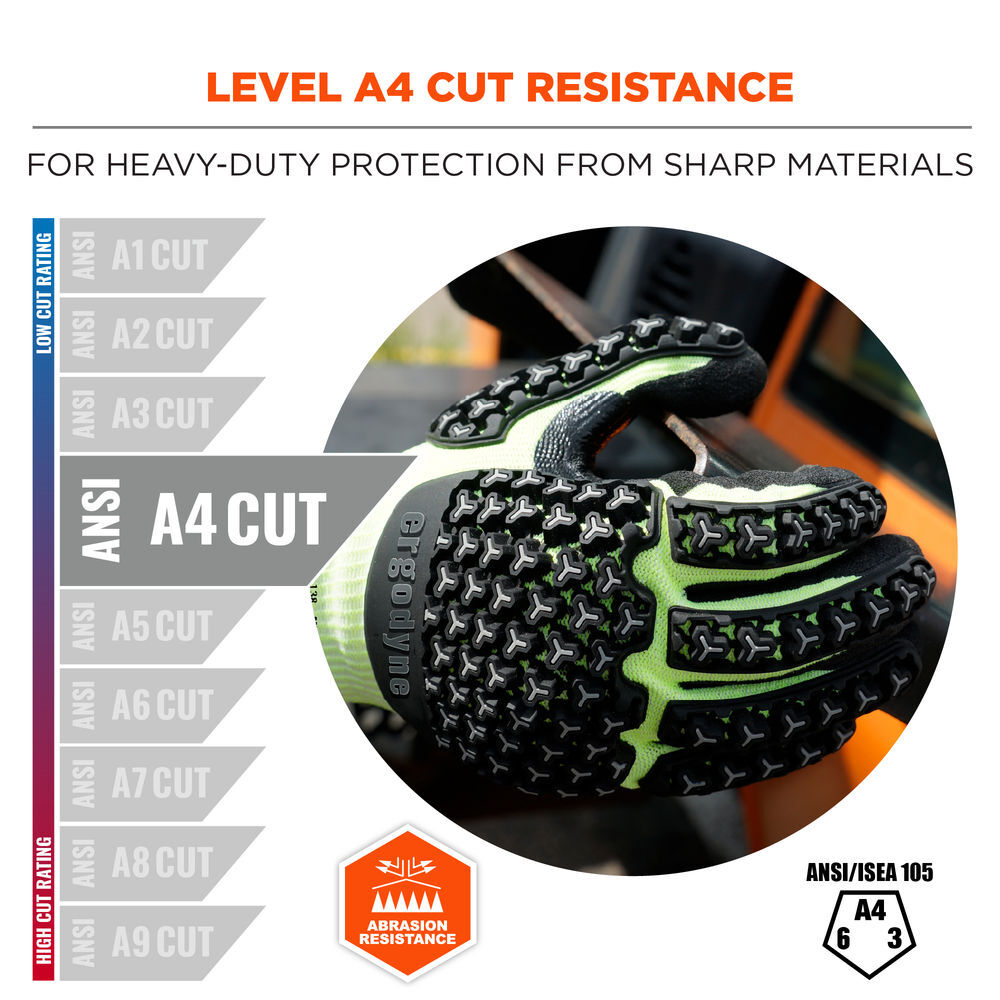 Ergodyne 7142 Coated A4 Cut-Resistant Impact Gloves Large Lime, large image number 3