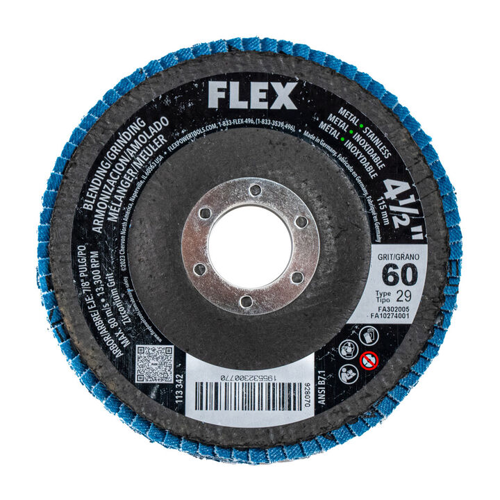 FLEX 4-1/2 Inch Blending/Grinding 60 Grit Flap Disc