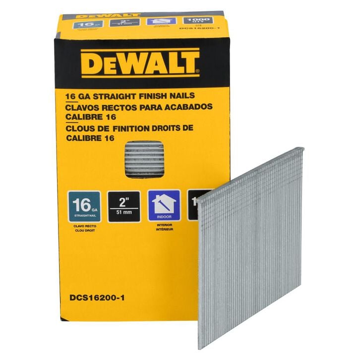DEWALT 2 Inch 16 Gauge Straight Finish Nails, 1000 Pieces